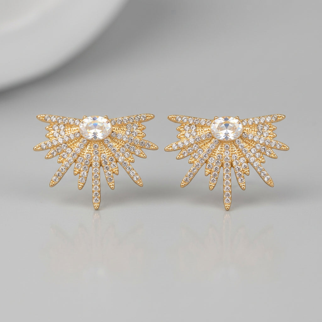 Sunburst Crystal Pave Stud Earrings