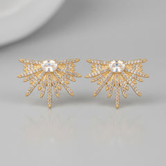 Sunburst Crystal Pave Stud Earrings