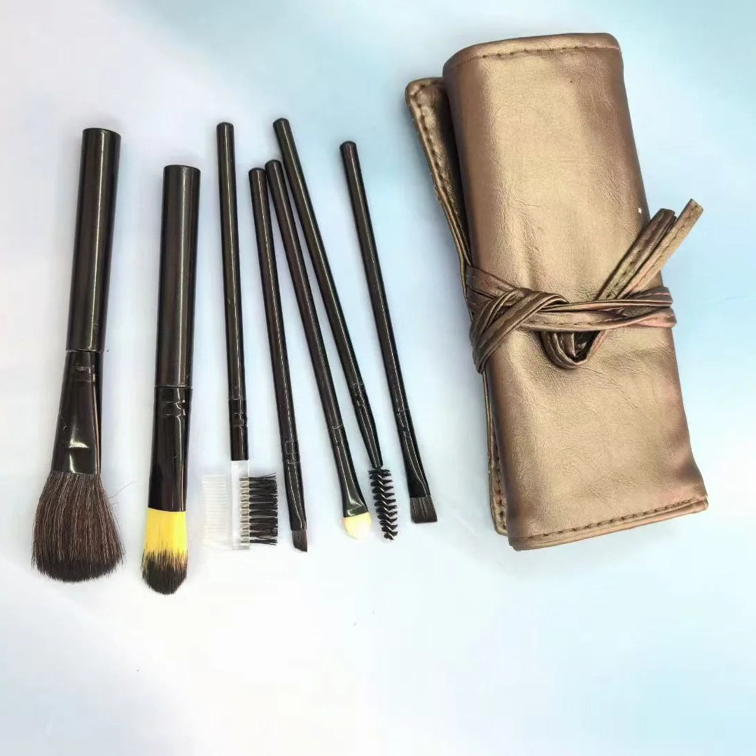 Professional Essential Makeup Brush Set with Leather Travel Roll Pouch