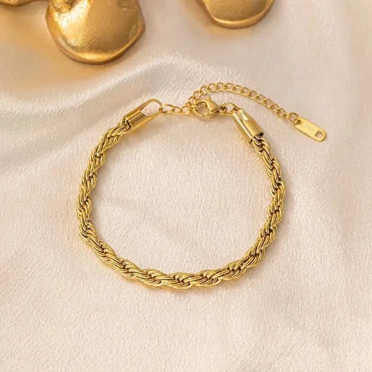 Gold Plated Twisted Rope Chain Bracelet