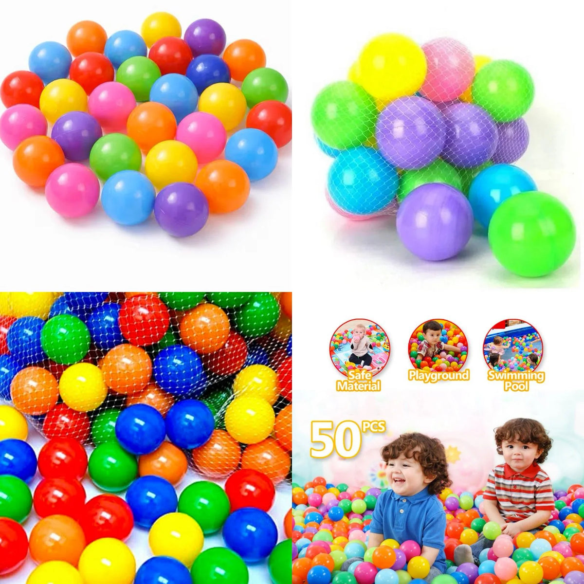 Colorfull Plastic kids Ball - 50 Pcs