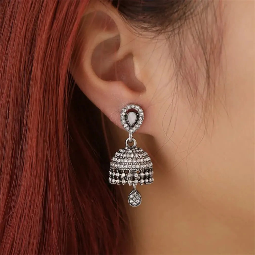 Crystal Pave Teardrop Jhumka Earrings