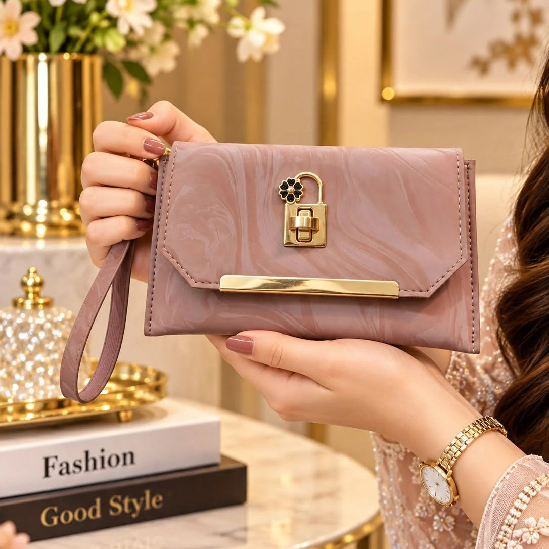 Marble Pattern Envelope Clutch