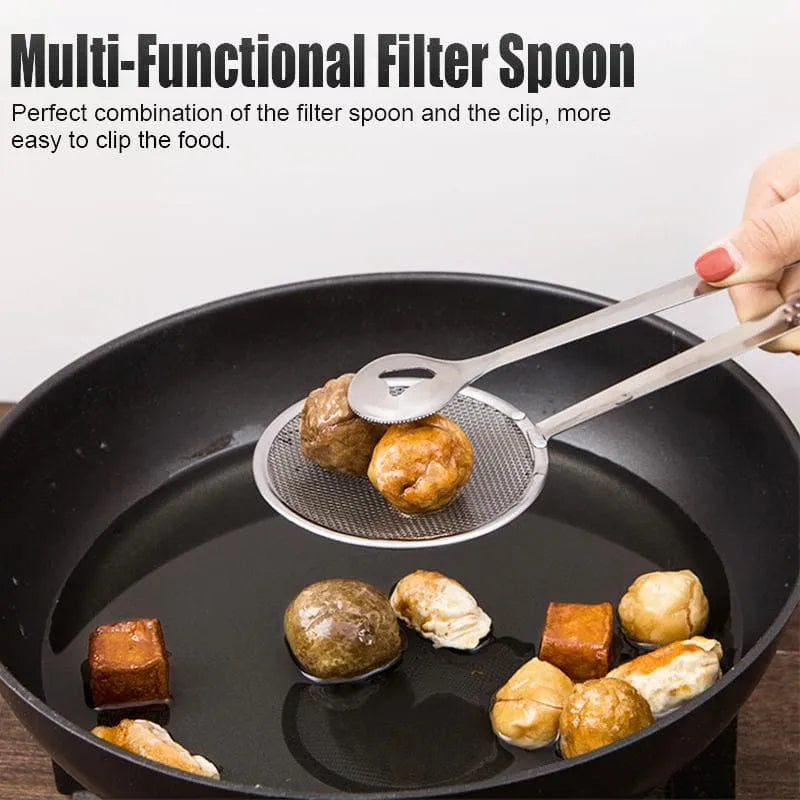 Stainless Steel Frying Tong With Strainer