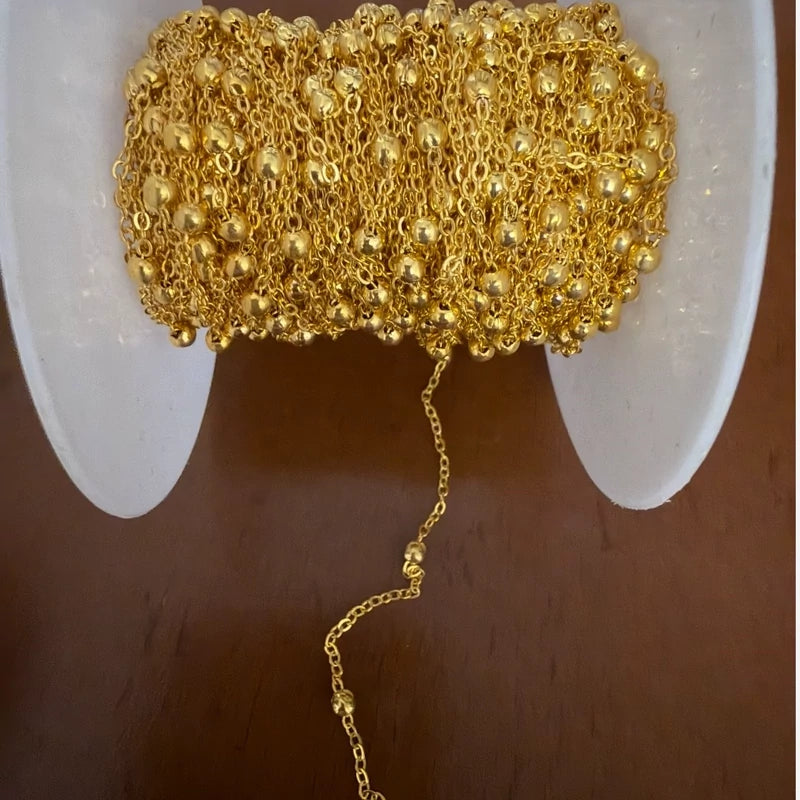 gold-colored satellite bead or ball chain Permanent Bracelet - 5m