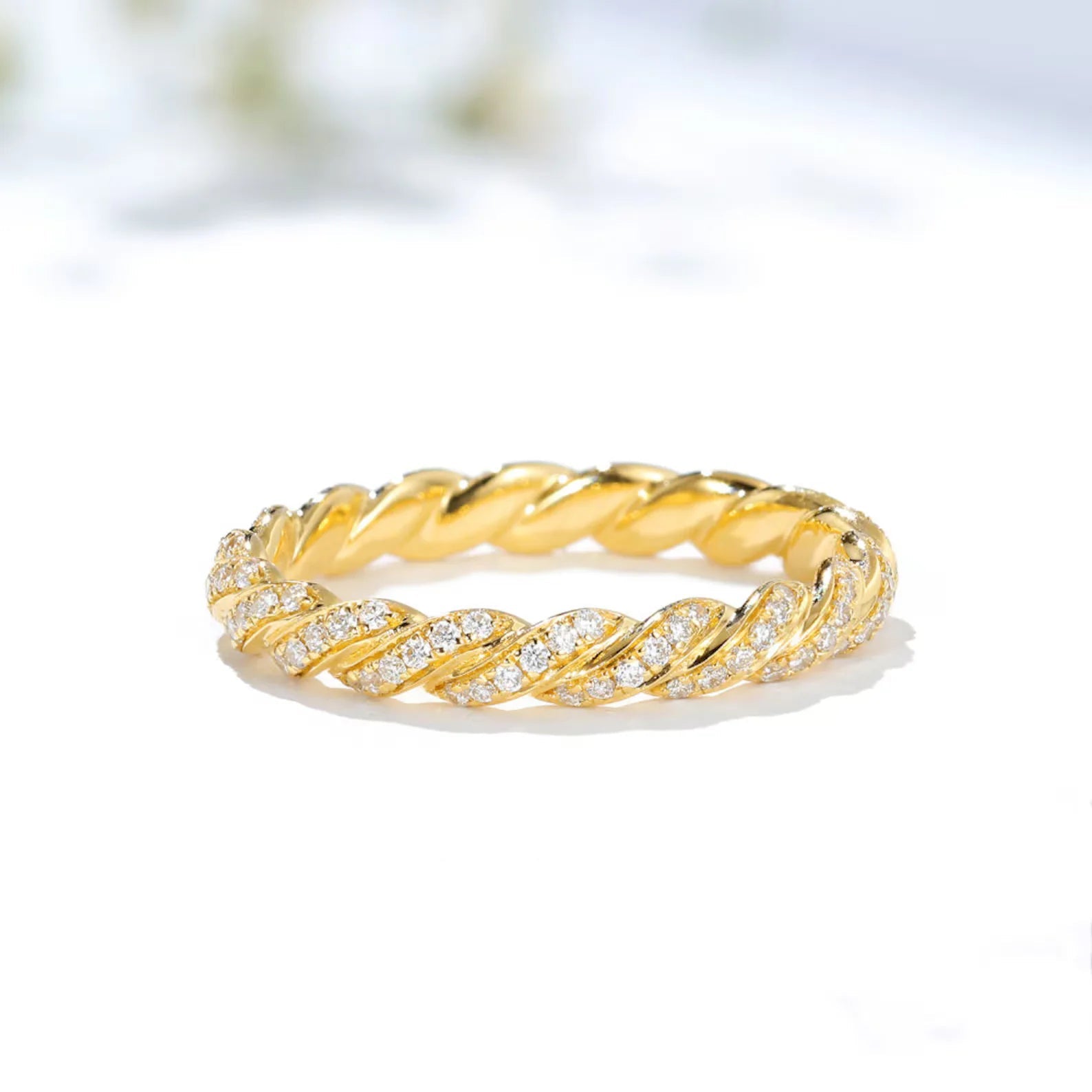 Stainless Steel Diamond Twist Ring - Each