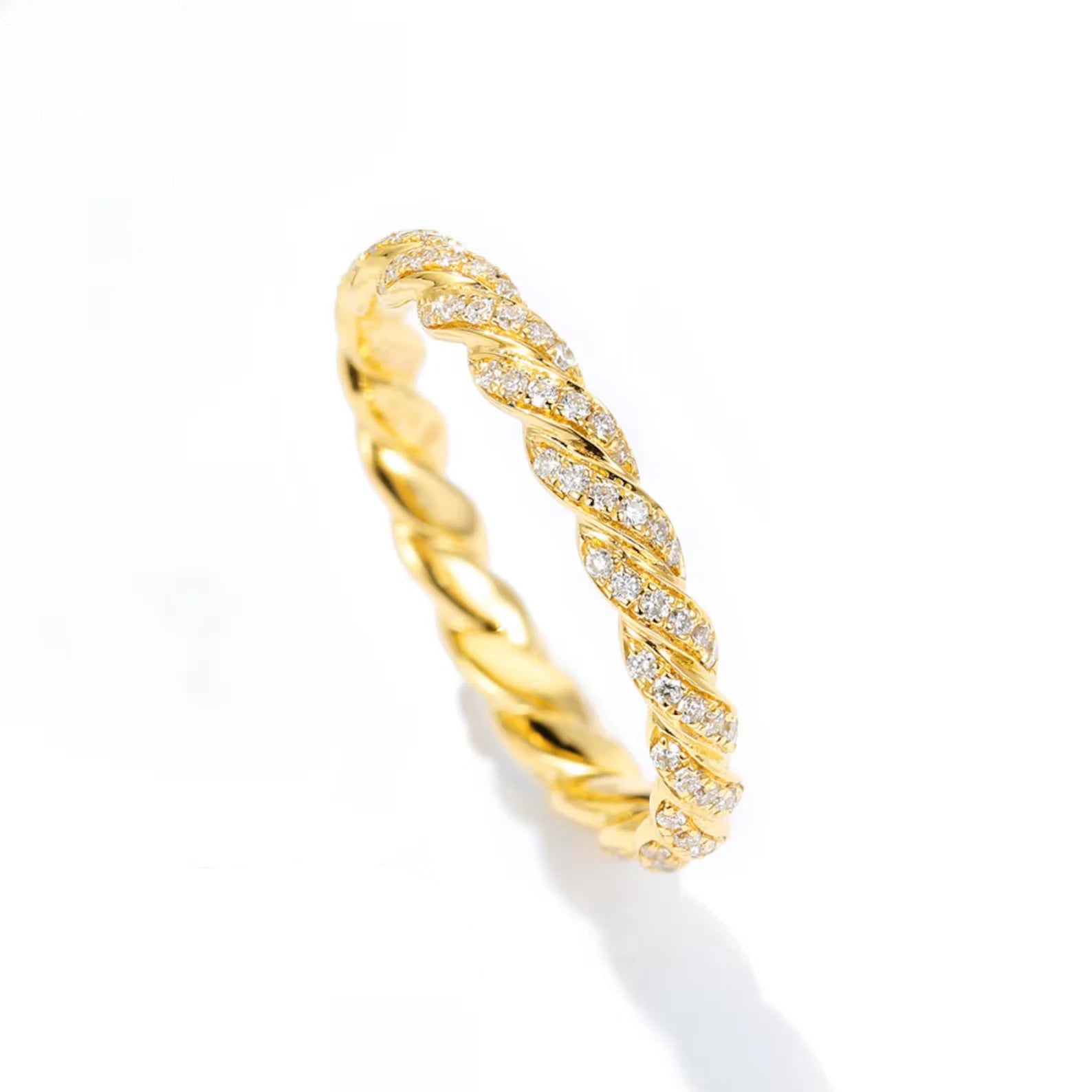 Stainless Steel Diamond Twist Ring - Each