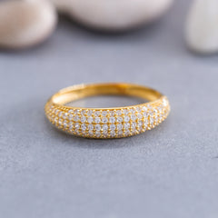 Stainless Steel Pave Dome Ring - Each