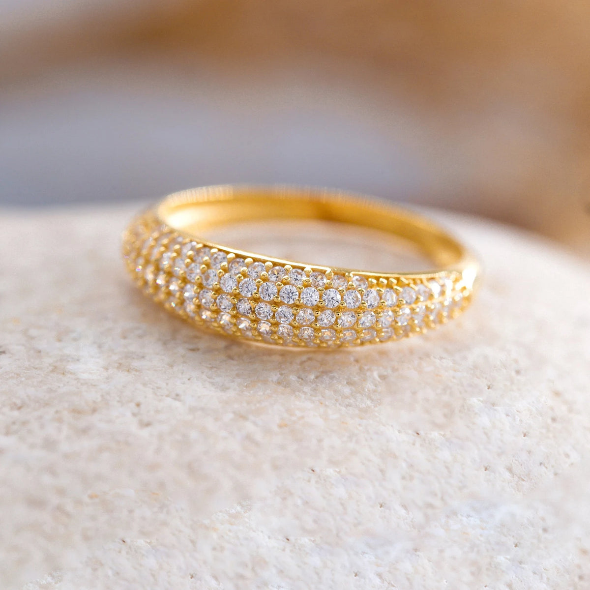 Stainless Steel Pave Dome Ring - Each