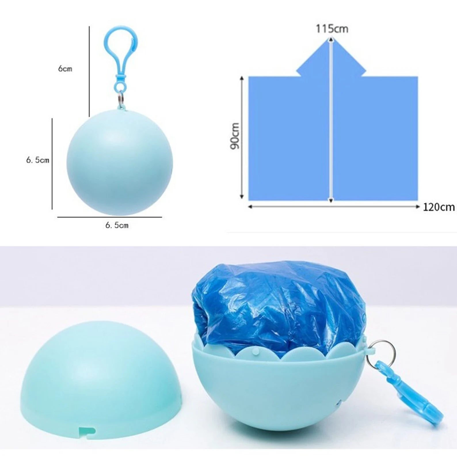 Portable Disposable Raincoat Keychain Compression Ball - Each
