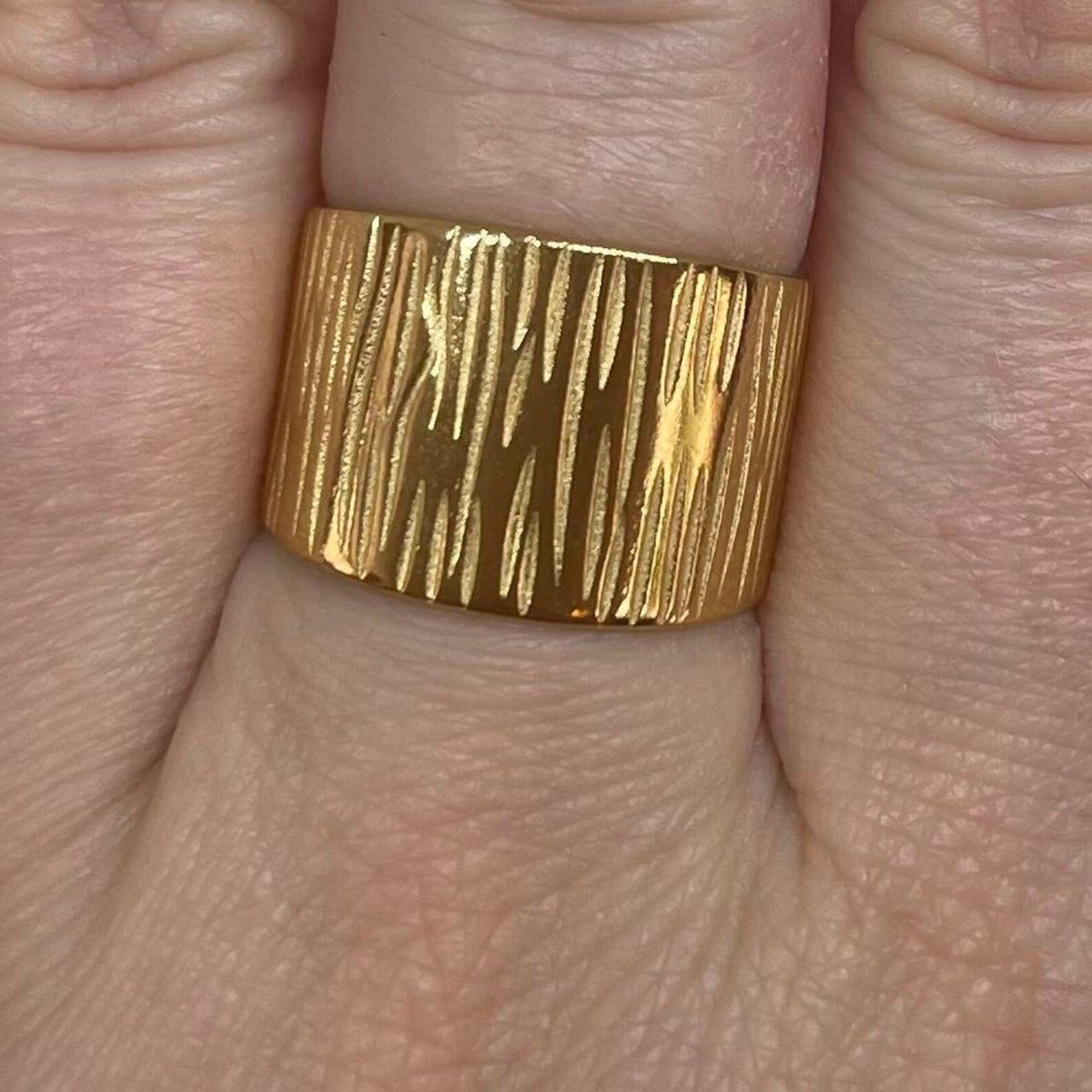 Chunky Textured Band Ring Adjustable Ring