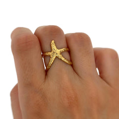 Anti Tarnish Starfish  Adjustable Ring