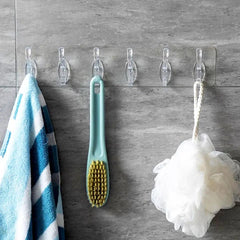 Self Adhesive Multi-Purpose 6 Transparent Hook Hanging Sticker