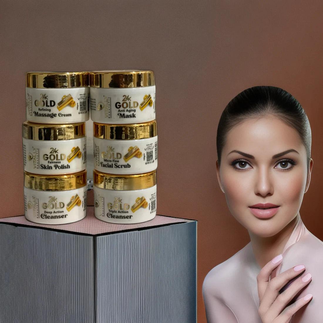 Vitally Gold 6 Steps Facial Set with  Free Gift CLeansing Milk - 120gm