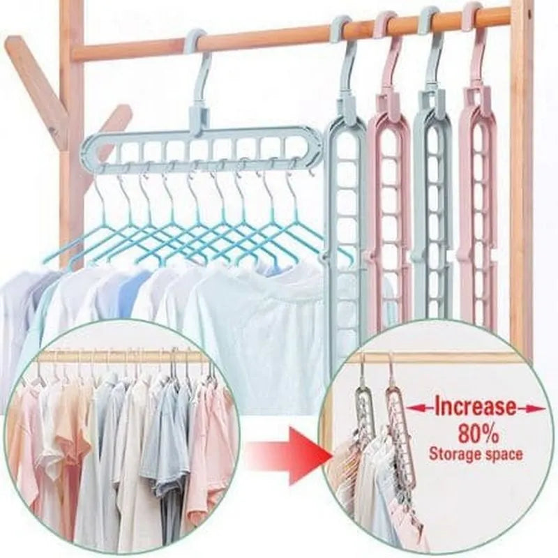 9 Hole Space Saving Hanger Multi-Function Rotatable Hanger - Pack Of 5