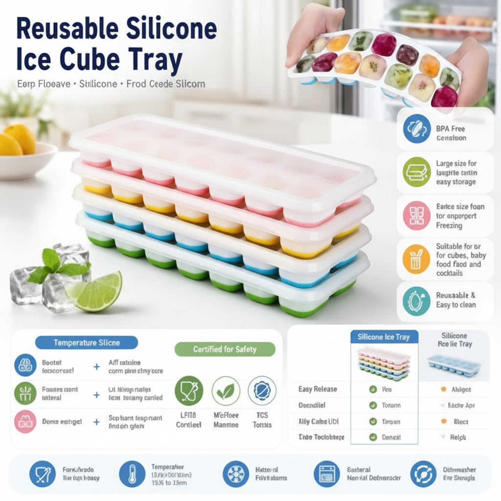 14 Grid Square Shape Ice Maker, Ice Cube Tray - Each Tray