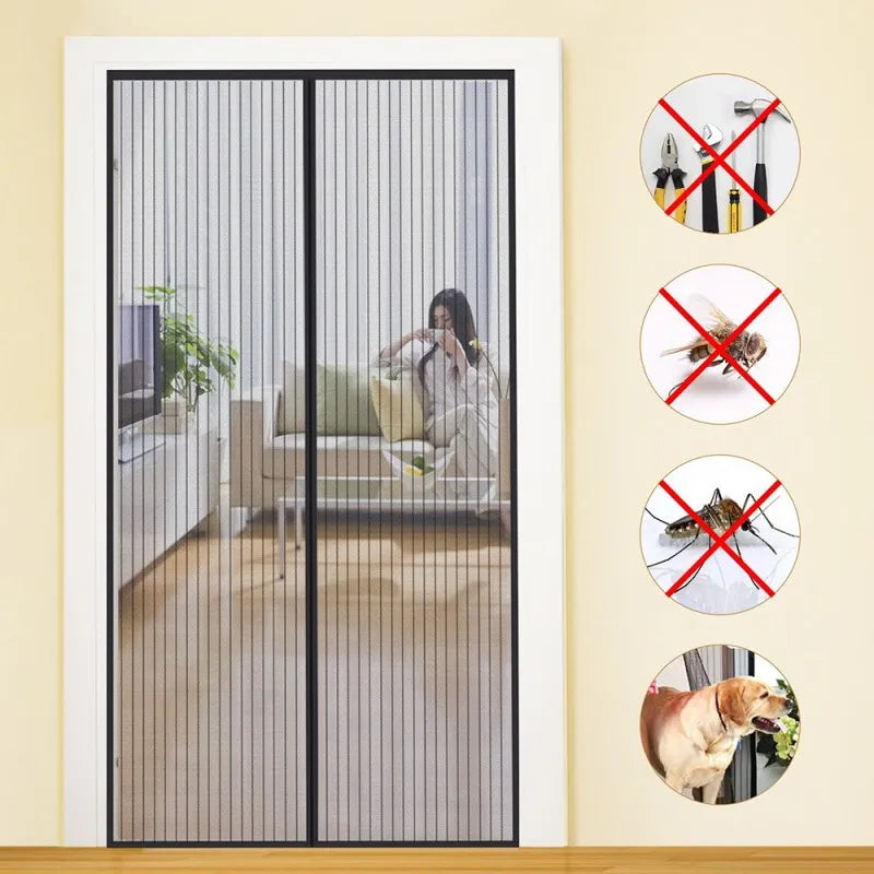 Hands-Free Retractable Magic Mesh Screen Door