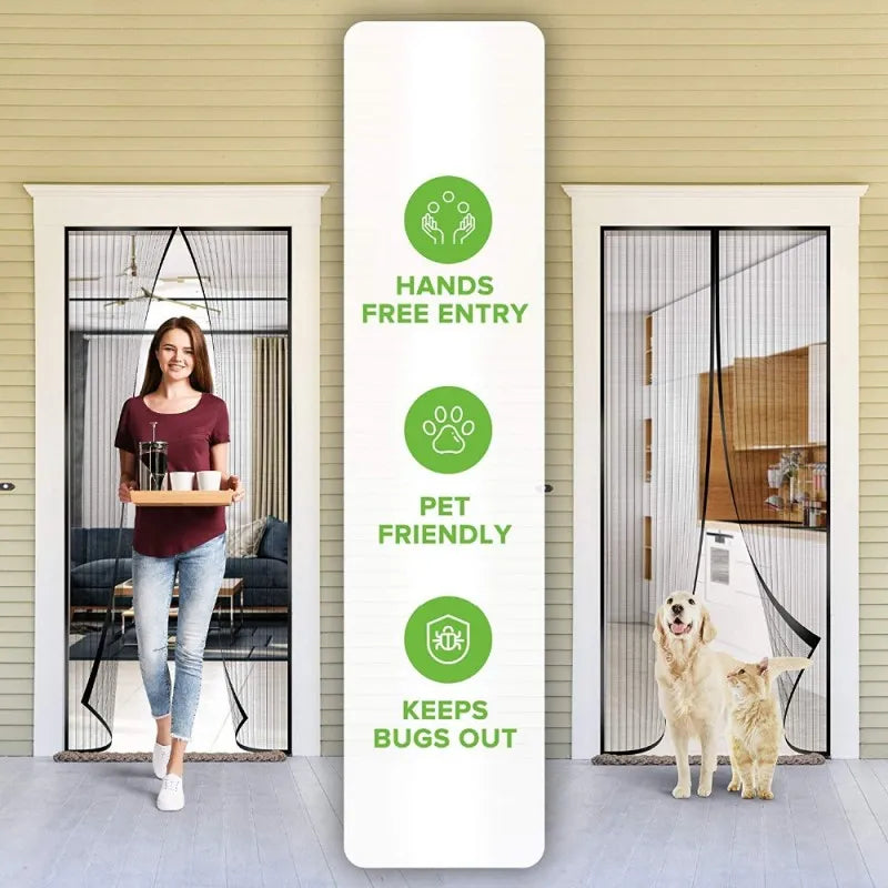 Hands-Free Retractable Magic Mesh Screen Door