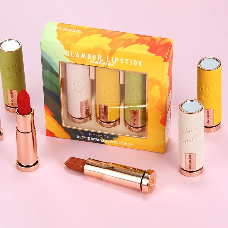 Heng Fang Glamour Velvet Matte Lipstick - 3 Pcs Set