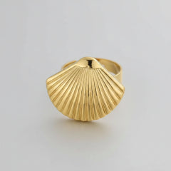 Large Scallop Seashell Free Size Ring - Each