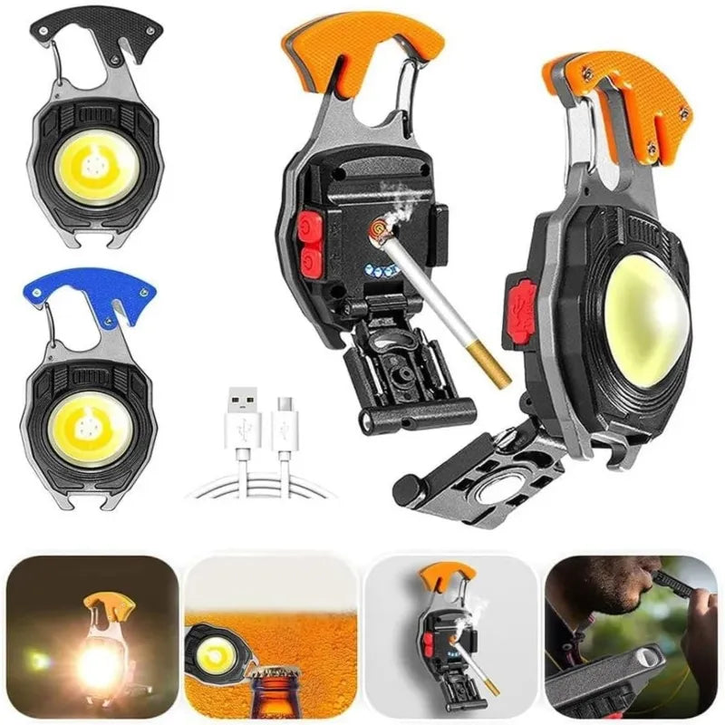 Rechargeable 7-in-1 Keychain Light with 500 Lumens and Magnetic Base
