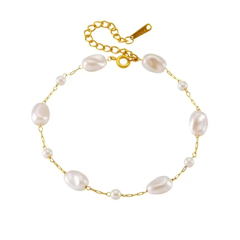 Stainless Steel  Elegant Imitation Pearl Bracelet - Each