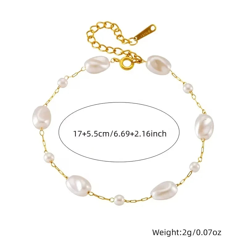 Stainless Steel  Elegant Imitation Pearl Bracelet - Each