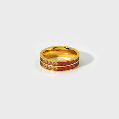 Stainless Steel Colorful Zircon Square Waterproof Fashion Ring