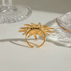 Gold Spiral Sunburst Free Size Ring - Each
