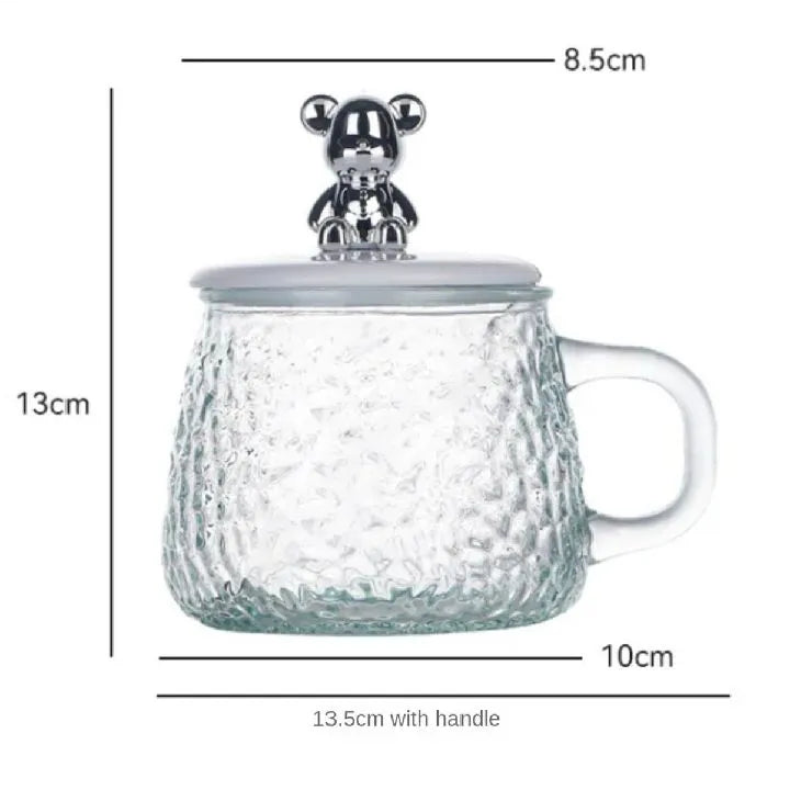 Cute Bear Hammered Glass Mug