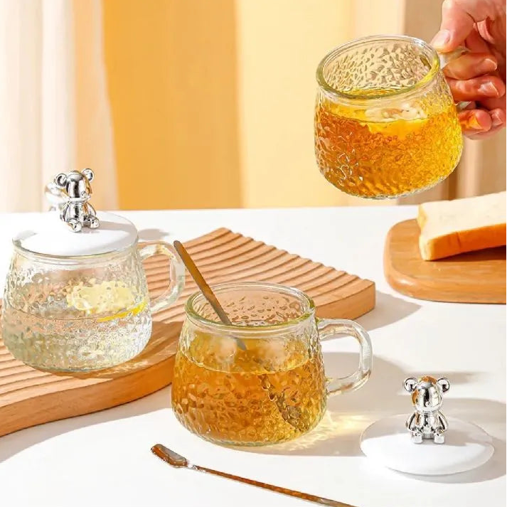 Cute Bear Hammered Glass Mug
