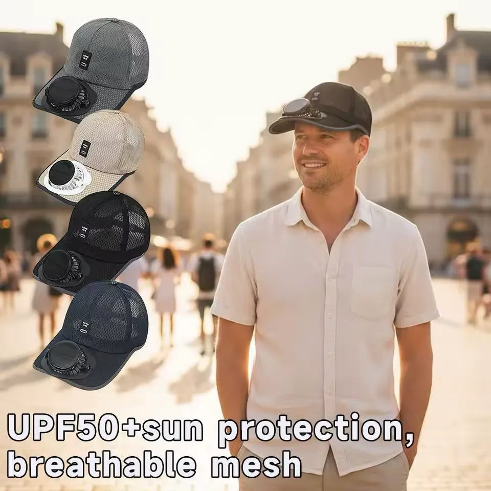 Sun Protection Breathable Mesh Hat with Cooling Fan