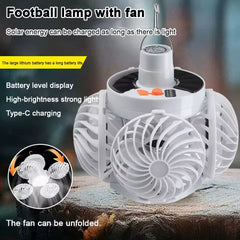 Portable Foldable Ceiling Fan Light LED Solar Bulb Lamp With 4 Mini Fan