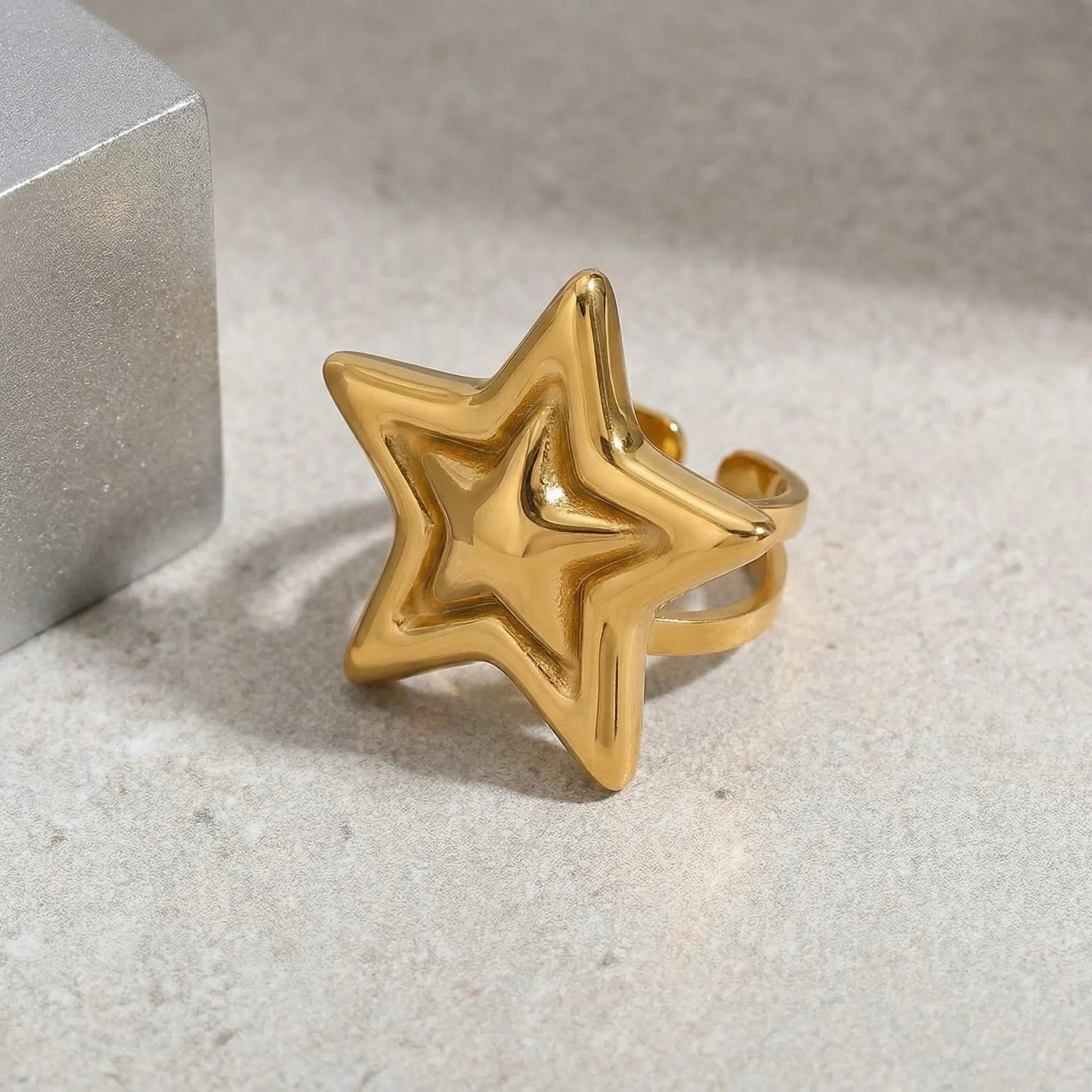 Gold Layered Star Free Size Ring - Each