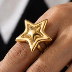 Gold Layered Star Free Size Ring - Each