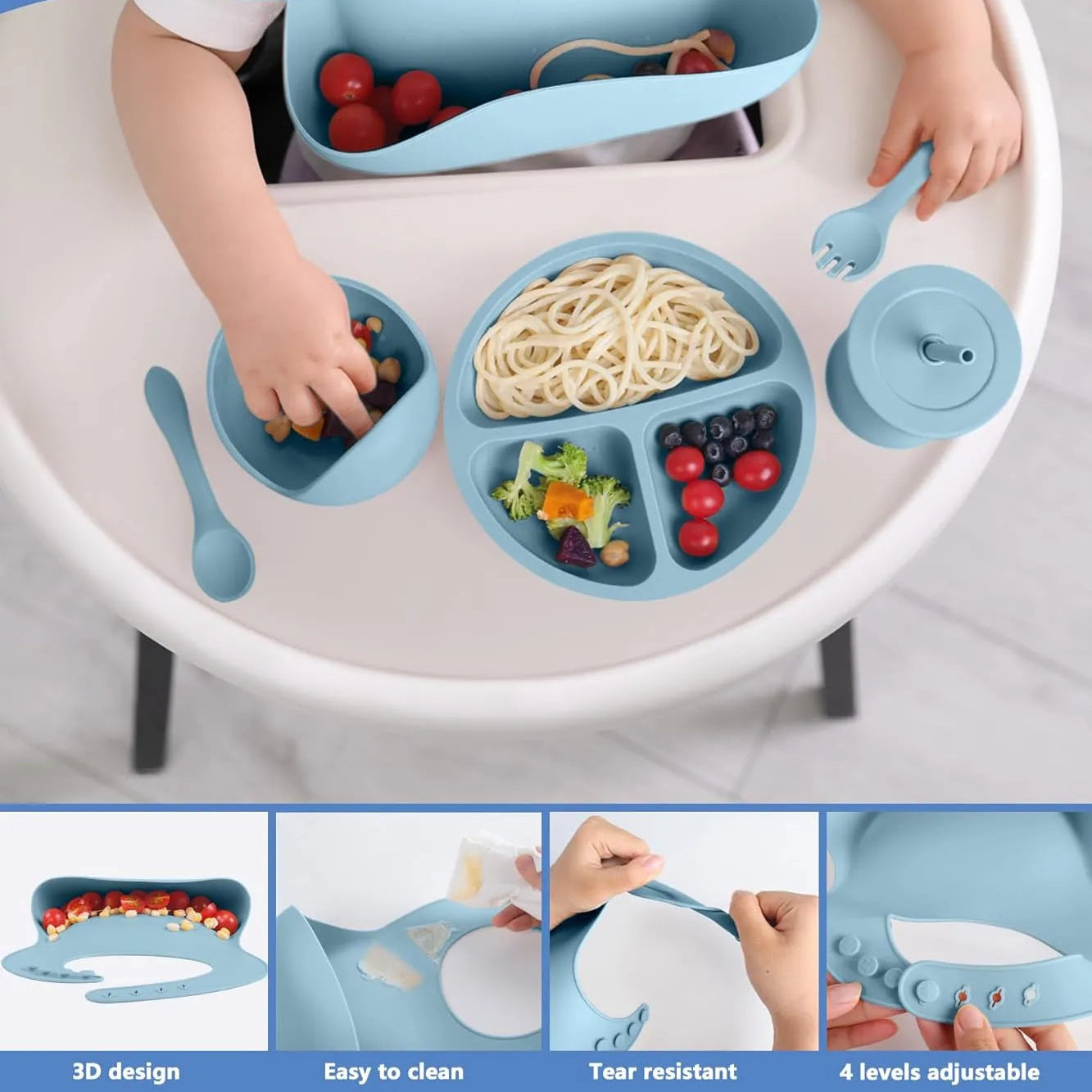 Anti-Slip Silicone Baby Feeding - 7 Piece Set