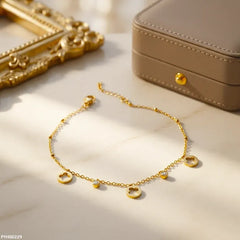 Stainless Steel Gold Four Leaf Clover Dangle Anklet