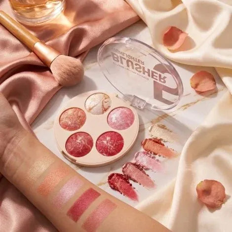 MSYAHO Professional Makeup 5 Color Highlighter & Blusher Palette