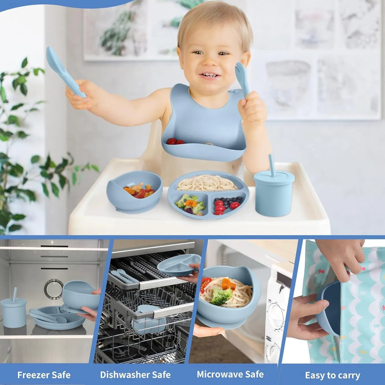 Anti-Slip Silicone Baby Feeding - 7 Piece Set