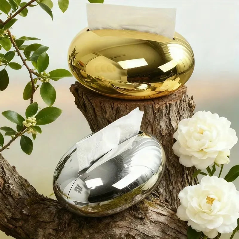 Luxury Metallic Pebble Tissue Box Holder