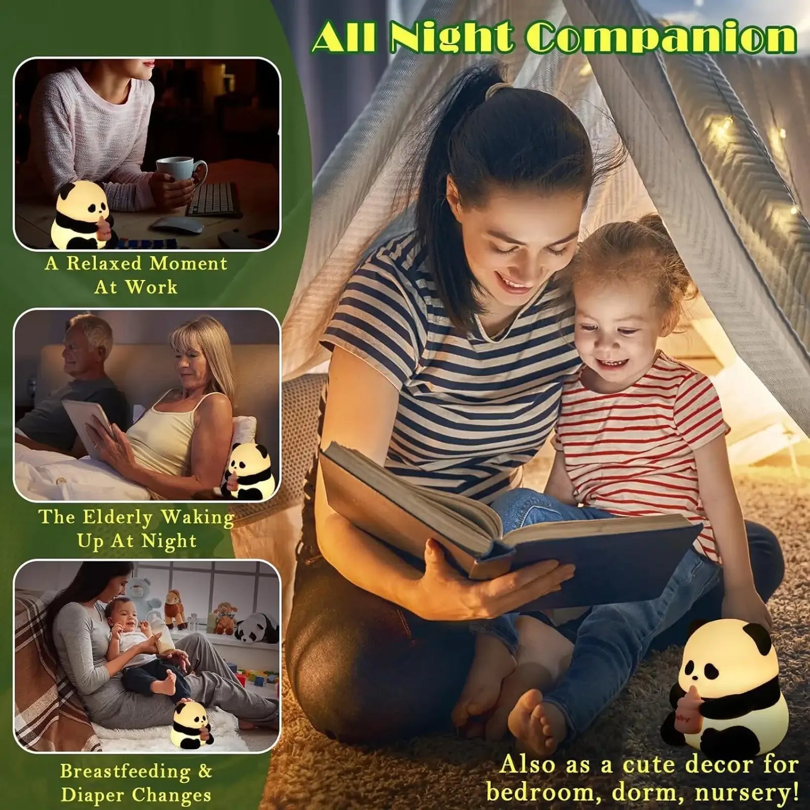 Cute Panda silicone Night Light chargeable lamp