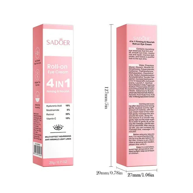 SADOER 4in1 Roll-on Moisturizing Eye Cream - 20gm
