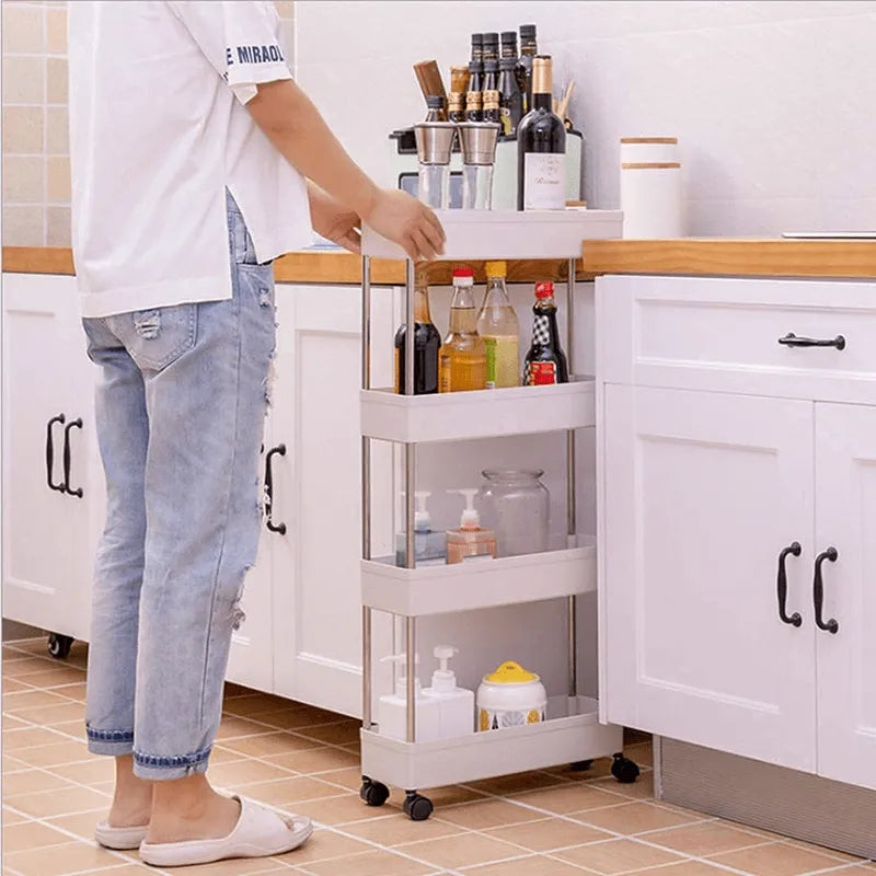 Slim Slide-Out Rolling Storage Cart Organizer with Wheels