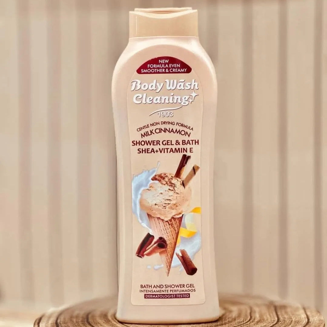 Milk Cinnamon Cleaning Body Wash – Gentle Shower Gel & Bath with Shea + Vitamin E
