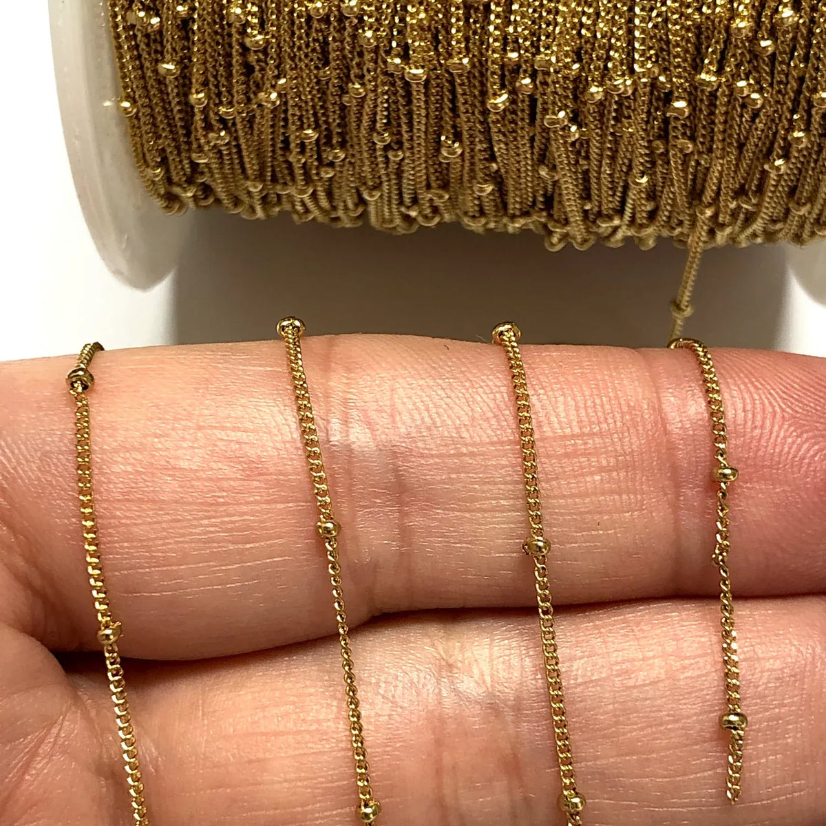 Gold Satellite Ball Bead Chain Spool Permanent Bracelet - 5m