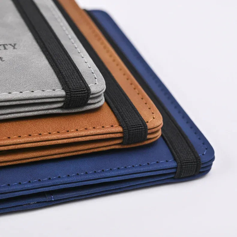Faux Leather Passport Holder Cover and Travel Wallet with Elastic Band