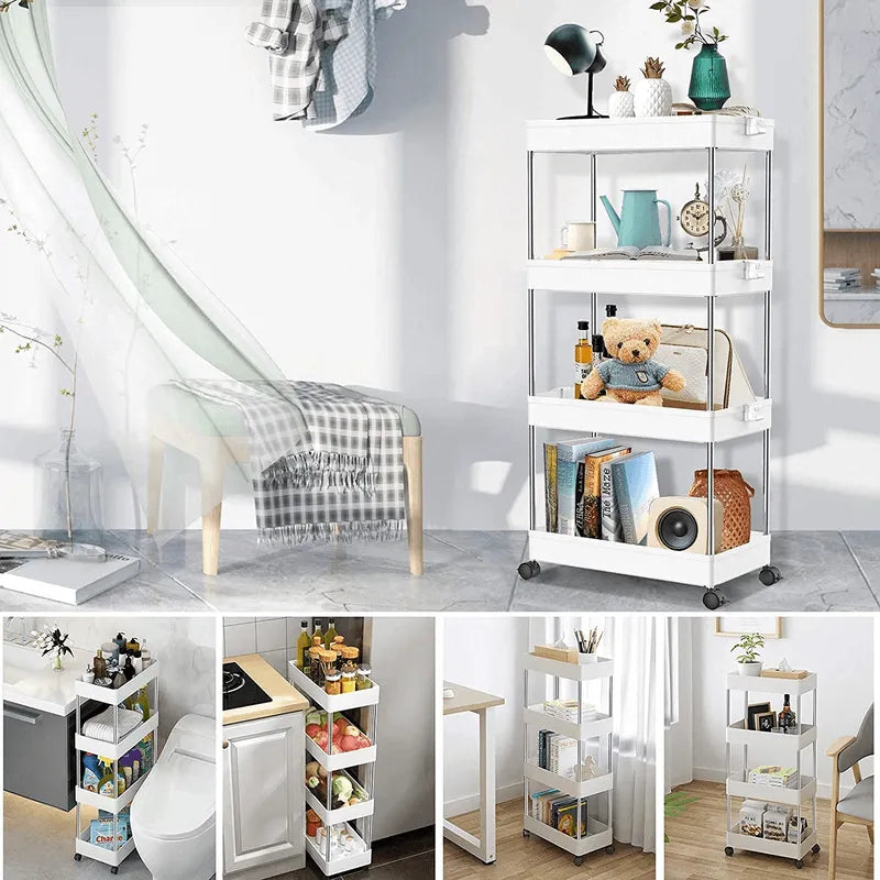 Slim Slide-Out Rolling Storage Cart Organizer with Wheels