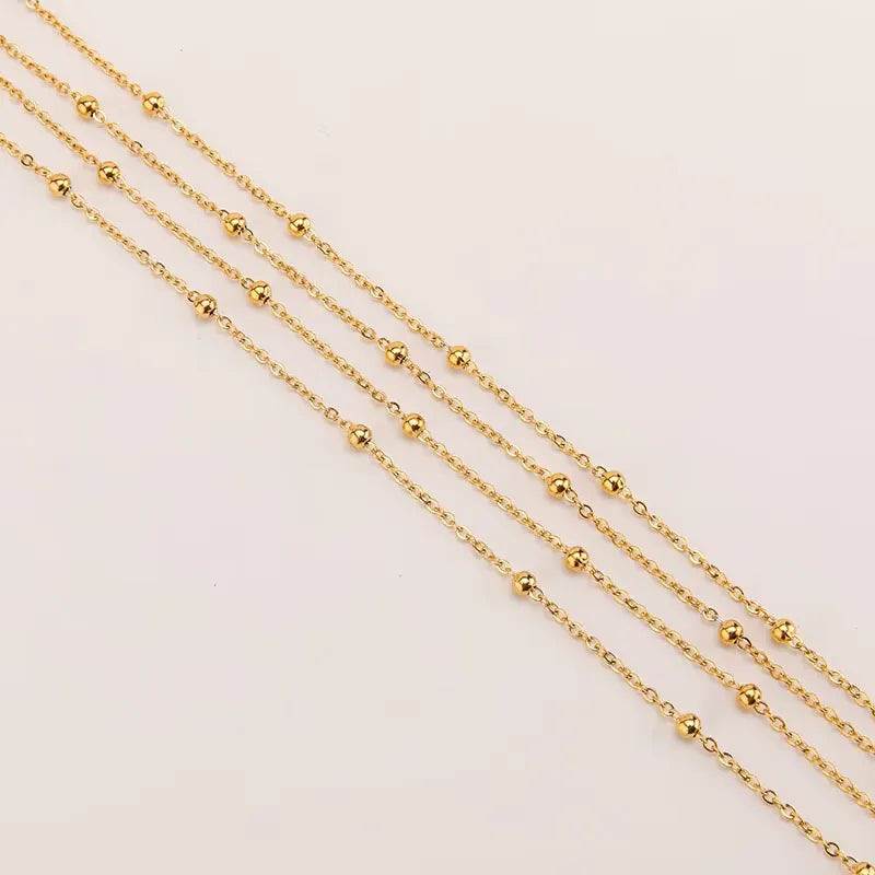 Gold Satellite Ball Bead Chain Permanent Bracelet - 5m
