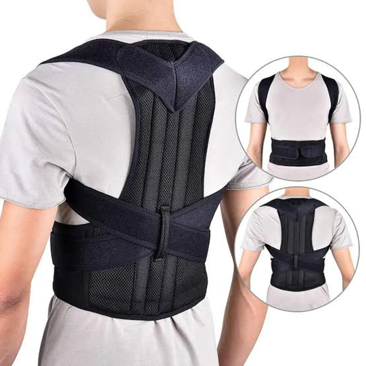 Back Straightener Brace with Lumbar Waist Belt-Each