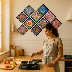 12-Pcs Traditional Mandala Tile Wall Stickers
